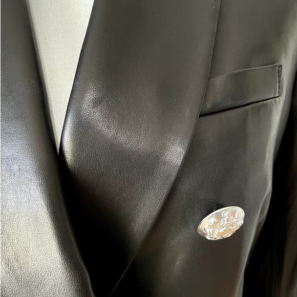NWT Veronica Beard Miller Dickey Double breasted Leather Blazer Black Size 4 - Picture 8 of 12